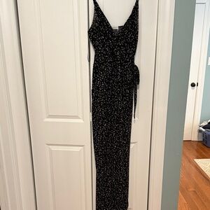 Black Floral V-Neck jumpsuit